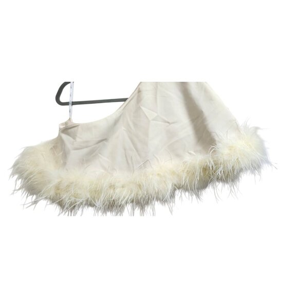 Club L London Victory | Lemon Asymmetric Midi Dress With Feather Trim Size US 8 - Picture 6 of 10